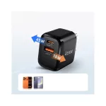 TECH-PROTECT NCA45W-GAN 2-portos hálózati töltő PD 45W / QC3.0 + TYPE-C kábel fekete