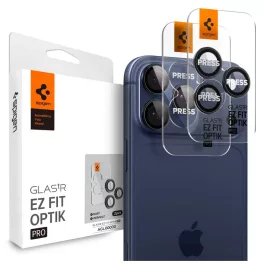   SPIGEN OPTIK PRO GLAS.TR "EZ FIT" kameravédő 2-PACK iPhone 14 Pro / Max, 15 Pro / Max, 16 Pro / Max, 17 Pro / Max készülékhez kék titán