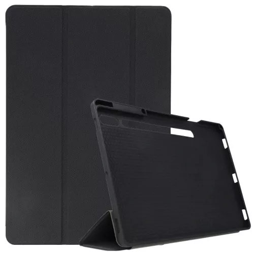 DUX DUCIS DOMO hajtogatható tok ceruzatartóval Samsung Tab S8 Plus (X800/X806), Tab S7 FE (T730/T736B) és Tab S7 Plus (T970/T976B) készülékhez, fekete