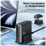 Tech-Protect DC80W-GAN (PD80W/QC3.0) 6-Portos Asztali Töltő Fekete