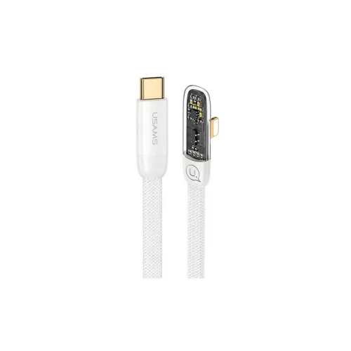 USAMS szögelt kábel USB-C to Lightning, PD 20W gyorstöltés, Iceflake Series, 1.2m, fehér, SJ583USB02