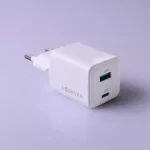 Forever TC-08-45AC GaN PD QC töltő 45W, 1x USB-C, 1x USB, fehér