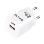BWOO CDA156 PD hálózati töltő 1x USB-C, 1x USB 20W fehér