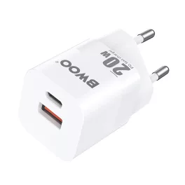   BWOO CDA156 PD hálózati töltő 1x USB-C, 1x USB 20W fehér