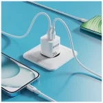 BWOO CDA156 PD hálózati töltő 1x USB-C, 1x USB 20W fehér