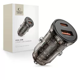   TECH-PROTECT CC01 2-portos autós töltő PD 30W / QC3.0 fekete