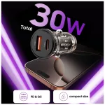TECH-PROTECT CC01 2-portos autós töltő PD 30W / QC3.0 fekete