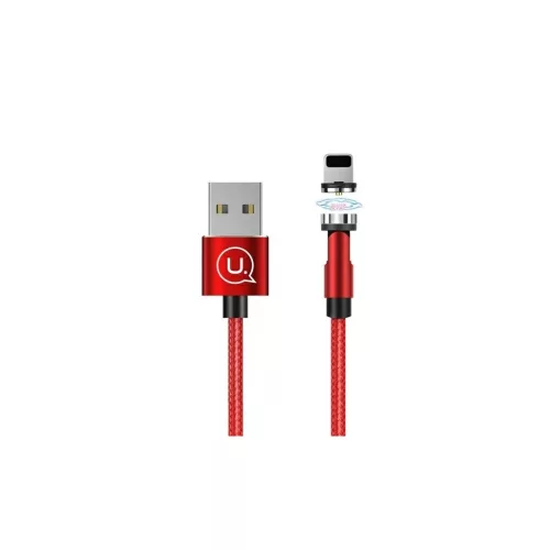 USAMS U59 Mágneses Lightning kábel 2.1A Gyors Töltés 1m Szőtt piros SJ472USB02 (US-SJ472)