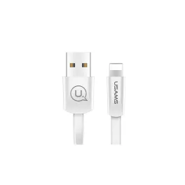   USAMS U2 lapos kábel Lightning 1.2m iPhone 5/6/7/8/X készülékhez SJ199IP02 fehér (US-SJ199)