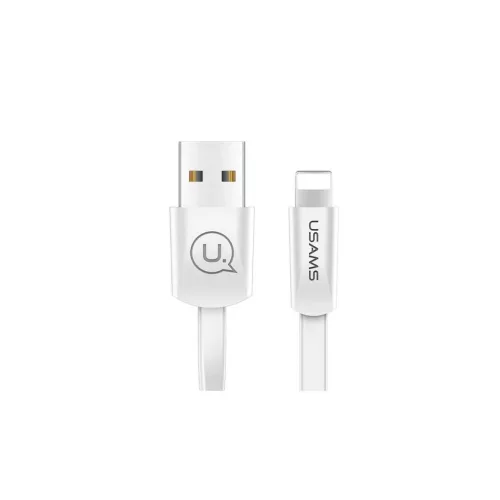 USAMS U2 lapos kábel Lightning 1.2m iPhone 5/6/7/8/X készülékhez SJ199IP02 fehér (US-SJ199)