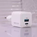 Forever TC-08-30AC GaN PD QC töltő 1× USB-C, 1× USB, 30W, fehér