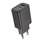 HOCO N63 hálózati töltőfej USB A + USB C QC3.0 PD 3A 30W, FEKETE
