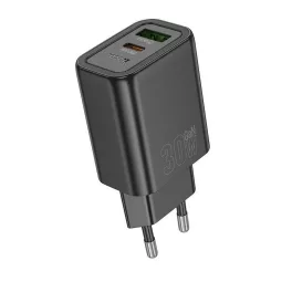   HOCO N63 hálózati töltőfej USB A + USB C QC3.0 PD 3A 30W, FEKETE
