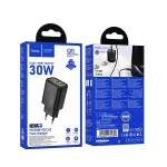 HOCO N63 hálózati töltőfej USB A + USB C QC3.0 PD 3A 30W, FEKETE