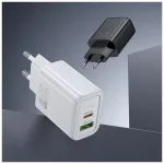 HOCO N63 hálózati töltőfej USB A + USB C QC3.0 PD 3A 30W, FEKETE