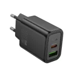 HOCO N63 hálózati töltőfej USB A + USB C QC3.0 PD 3A 30W, FEKETE
