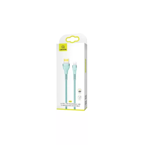 USAMS Fonott U33 Lightning kábel 1.2m 2A Gyors töltéssel SJ360USB02 (US-SJ360) cián