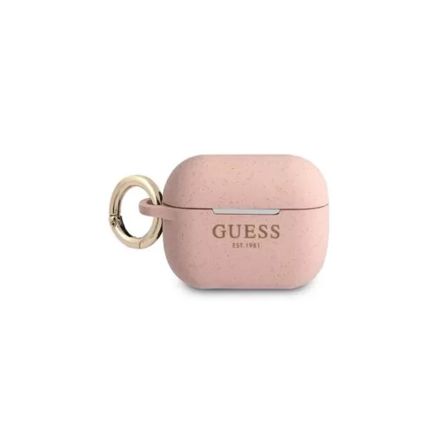 CG MOBILE GUESS SILICONE GLITTER szilikon tok (karabíner, csillámporos) RÓZSASZÍN Apple AirPods Pro (GUAPSGGEP)