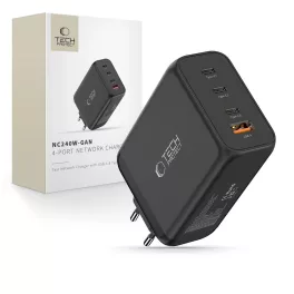   TECH-PROTECT NC240W-GAN 4-portos hálózati töltő PD 240W / QC3.0 fekete