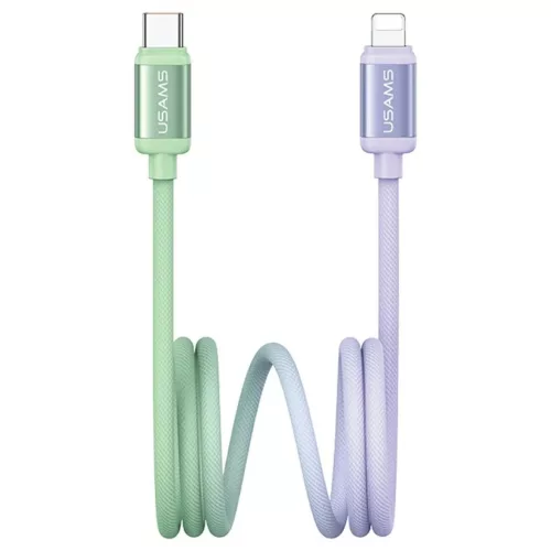 Kábel USAMS Bicolor Series SJ757 PD 30W USB-C/Lightning 1.2m zöld és lila