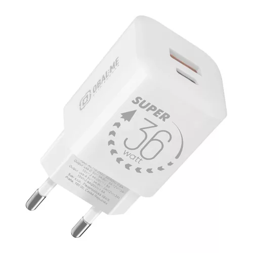 OBAL:ME GaN fali töltő USB-A + USB-C 36W fehér