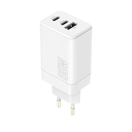 Maxlife MXTC-08-65ACC PD QC töltő 2x USB-C 1x USB 65W fehér