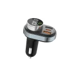 AWEI C-843 kihangosító készlet FM adóval, Bluetooth 5.0, MP3, 1xUSB+1xUSB-C, fekete
