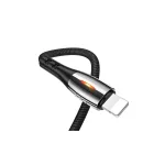USAMS Fonott U-Tone Lightning kábel 1,2 m Power-off 2A Fast Charging fekete SJ344USB01 (US-SJ344)
