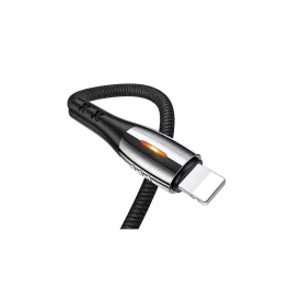   USAMS Fonott U-Tone Lightning kábel 1,2 m Power-off 2A Fast Charging fekete SJ344USB01 (US-SJ344)