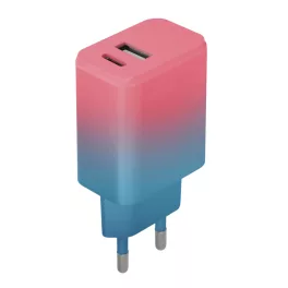   Setty USB és USB-C 20W töltő LSIG-AC-20 átmenetes türkiz–rózsaszín