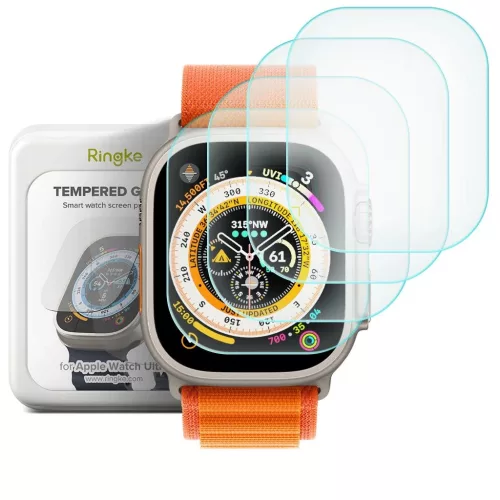 Edzett üveg Ringke ID FC Glass 4-PACK Apple Watch Ultra 1 / 2 / 3 (49 MM) készülékhez átlátszó
