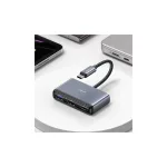 USAMS 4in1 adapter elosztó 2xUSB 2.0/USB 3.0/USB-C szürke/sötétszürke SJ627HUB01 (US-SJ627)
