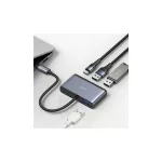 USAMS 4in1 adapter elosztó 2xUSB 2.0/USB 3.0/USB-C szürke/sötétszürke SJ627HUB01 (US-SJ627)