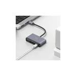 USAMS 4in1 adapter elosztó 2xUSB 2.0/USB 3.0/USB-C szürke/sötétszürke SJ627HUB01 (US-SJ627)
