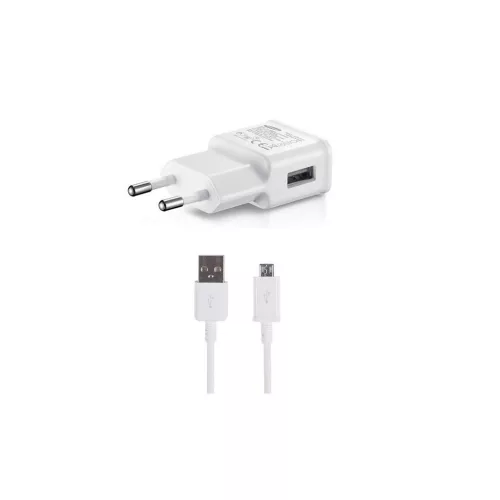 EP-TA200EWE + ECB-DU4EWE Samsung 15W utazó töltő + microUSB adatkábel fehér - csomagolás nélküli gyártói