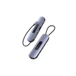   USAMS adapter elosztó 10in1 3xUSB 3.0/TF/SD/USB-C/HDMI/RJ45/VGA PD100W szürke patinás SJ644HUB01