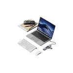 USAMS adapter elosztó 10in1 3xUSB 3.0/TF/SD/USB-C/HDMI/RJ45/VGA PD100W szürke patinás SJ644HUB01