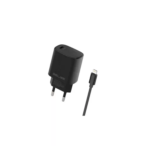 Beline töltő 1x USB-C 20W + Lightning kábel PD 3.0 BLNCB20L fekete
