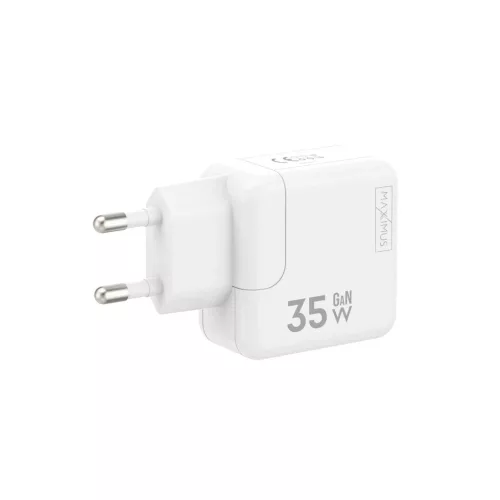 MX BURST GaN PD 35W fali töltő 2× USB-C port + 65W USB-C–USB-C PD-kábel, fehér