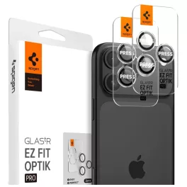   Spigen Optik Pro GLAS.TR "EZ FIT" kameravédő 2 db iPhone 14 Pro/Max, 15 Pro/Max, 16 Pro/Max, 17 Pro/Max készülékhez kristálytiszta