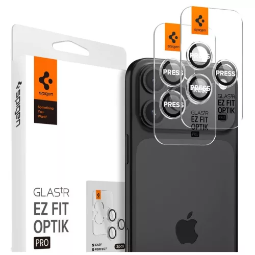 Spigen Optik Pro GLAS.TR "EZ FIT" kameravédő 2 db iPhone 14 Pro/Max, 15 Pro/Max, 16 Pro/Max, 17 Pro/Max készülékhez kristálytiszta