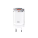 XO CE21 PD 30W fali töltő 1× USB-C, 1× USB fehér