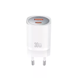XO CE21 PD 30W fali töltő 1× USB-C, 1× USB fehér