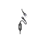 USAMS szőttes U48 Lightning kábel 1.2m 2A gyors töltéssel LED jelzőfénnyel SJ423USB01 (US-SJ423) fekete