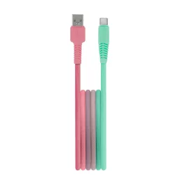   Setty USB-USB-C kábel 1,5 m, 3 A, KGA-C-1.5320, türkiz–rózsaszín átmenetes