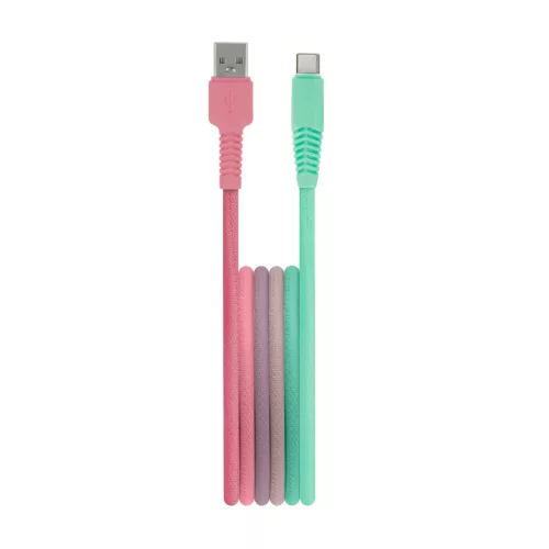 Setty USB-USB-C kábel 1,5 m, 3 A, KGA-C-1.5320, türkiz–rózsaszín átmenetes