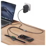 USAMS Huan Series SJ754 72W USB-C to USB-C + USB-C kábel és vezeték nélküli töltő óra készülékhez