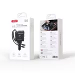 XO autós töltő CC66 104W 1x USB és 1x USB-C porttal, USB-C és Lightning kábellel, fekete