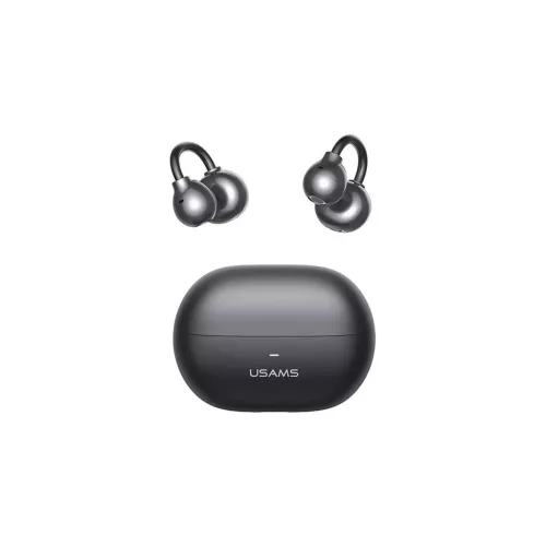 Usams ECHO R02 bluetooth fülhallgató SZTEREO (v5.3, TWS, zajszűrő, fülre akasztható + töltőtok) FEKETE (BHR0201)