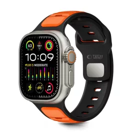   TECH-PROTECT ICONBAND LINE Apple Watch 8/9/10/11/SE/ULTRA készülékhez védőtok (44/45/46/49 mm) fekete/narancs